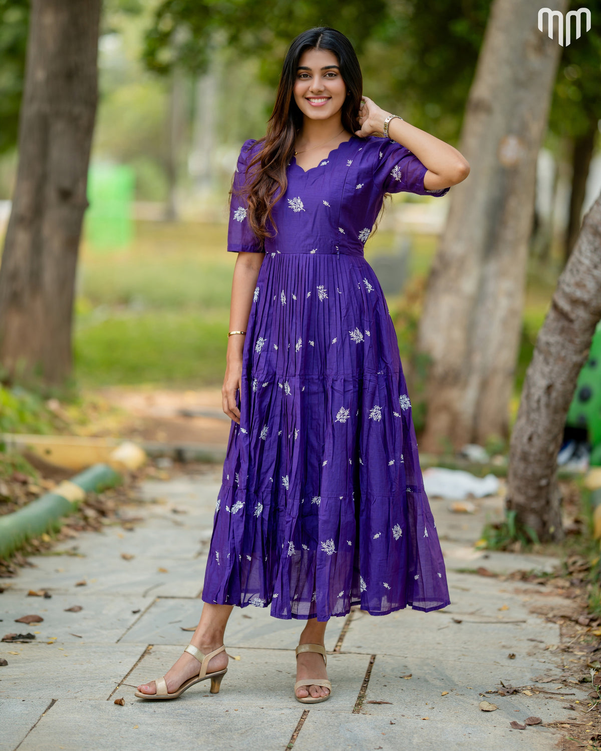 Vilva_Purple Chanderi Maternity Maxi with Full Cotton Lining - product image 1 | MMWEAR