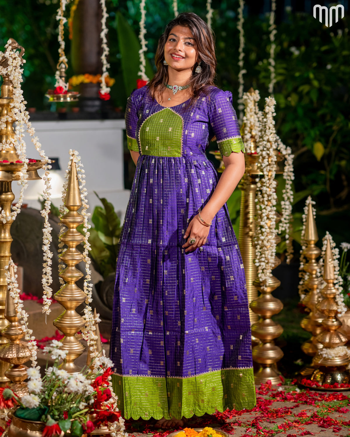 Madhavi_V3 Fancy Silk Maternity Maxi with Full Cotton Lining