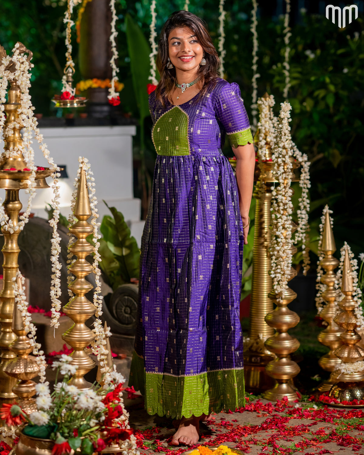 Madhavi_V3 Fancy Silk Maternity Maxi with Full Cotton Lining