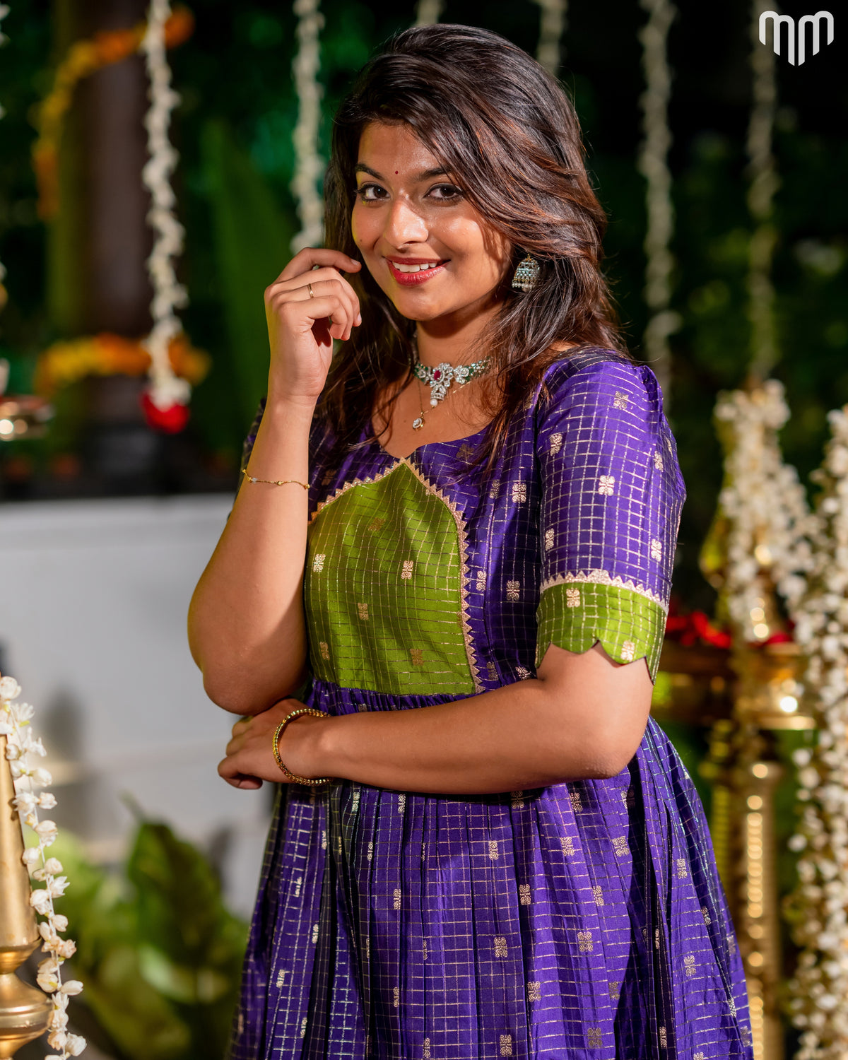 Madhavi_V3 Fancy Silk Maternity Maxi with Full Cotton Lining