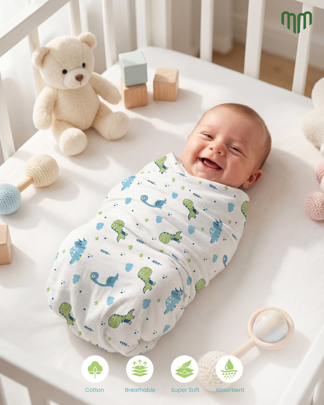 Little Dino - Muslin Cotton Swaddle