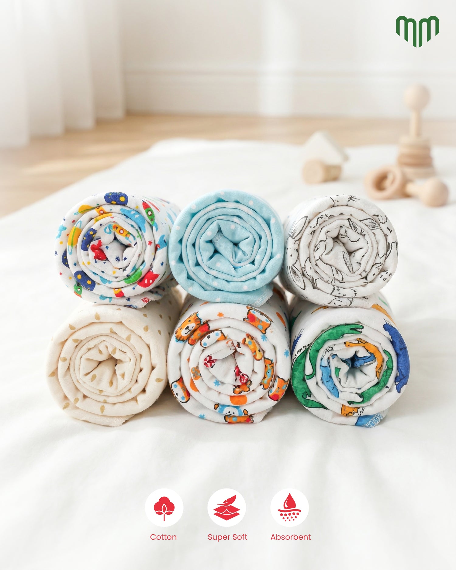 Cotton Wipes Small (Pack Of 6)