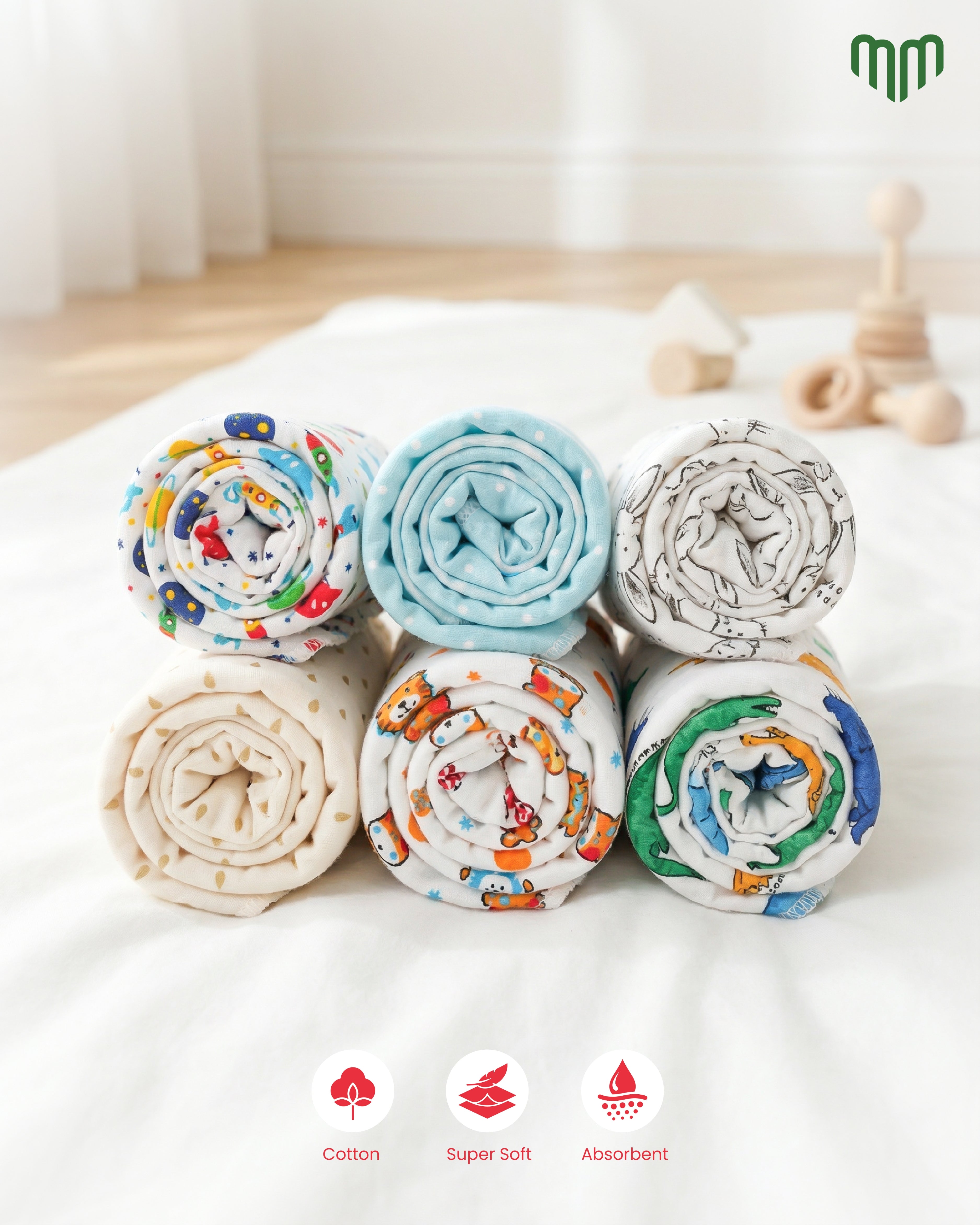 Cotton Wipes Small (Pack Of 6)