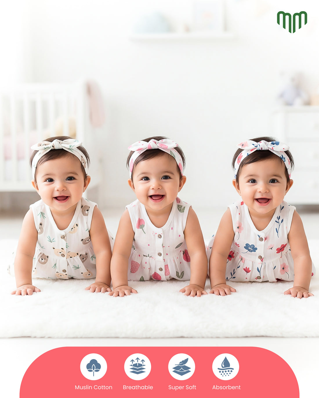 Muslin Sleeveless Frock - Pack of 3