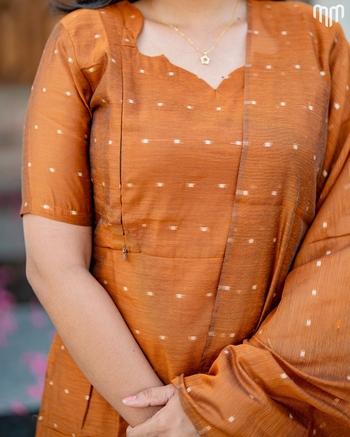 Vainavi Copper Fancy Maternity Kurti Set with top cotton lining