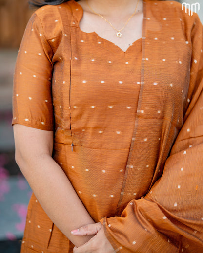 Vainavi Copper Fancy Maternity Kurti Set with top cotton lining