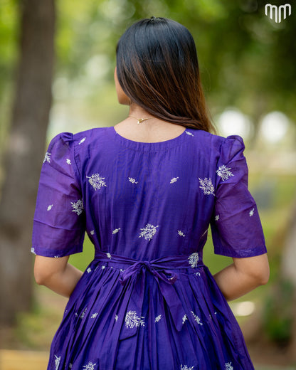 Vilva_Purple Chanderi Maternity Maxi with Full Cotton Lining - product image 4 | MMWEAR