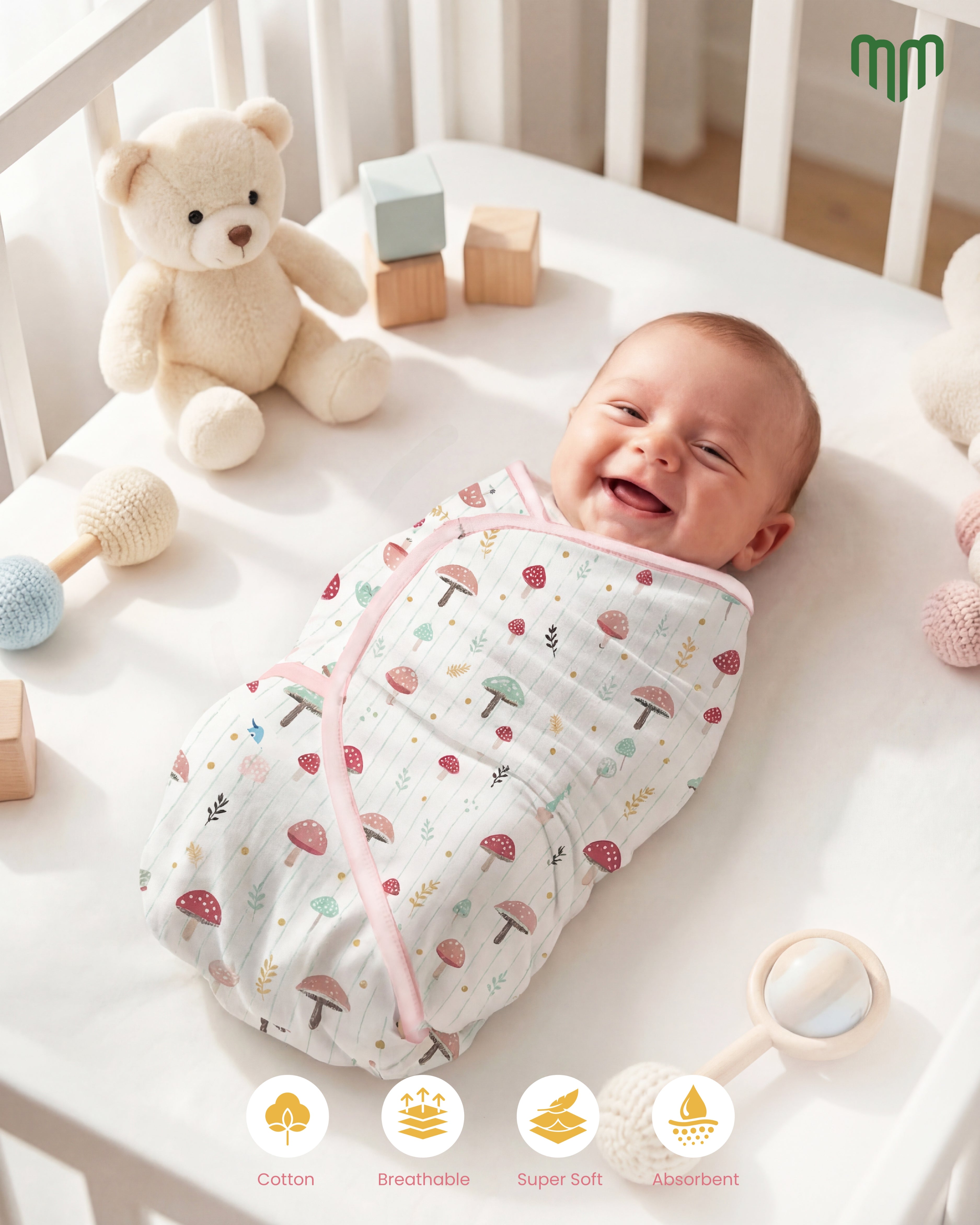 Little Mushroom - Muslin Cotton Swaddle