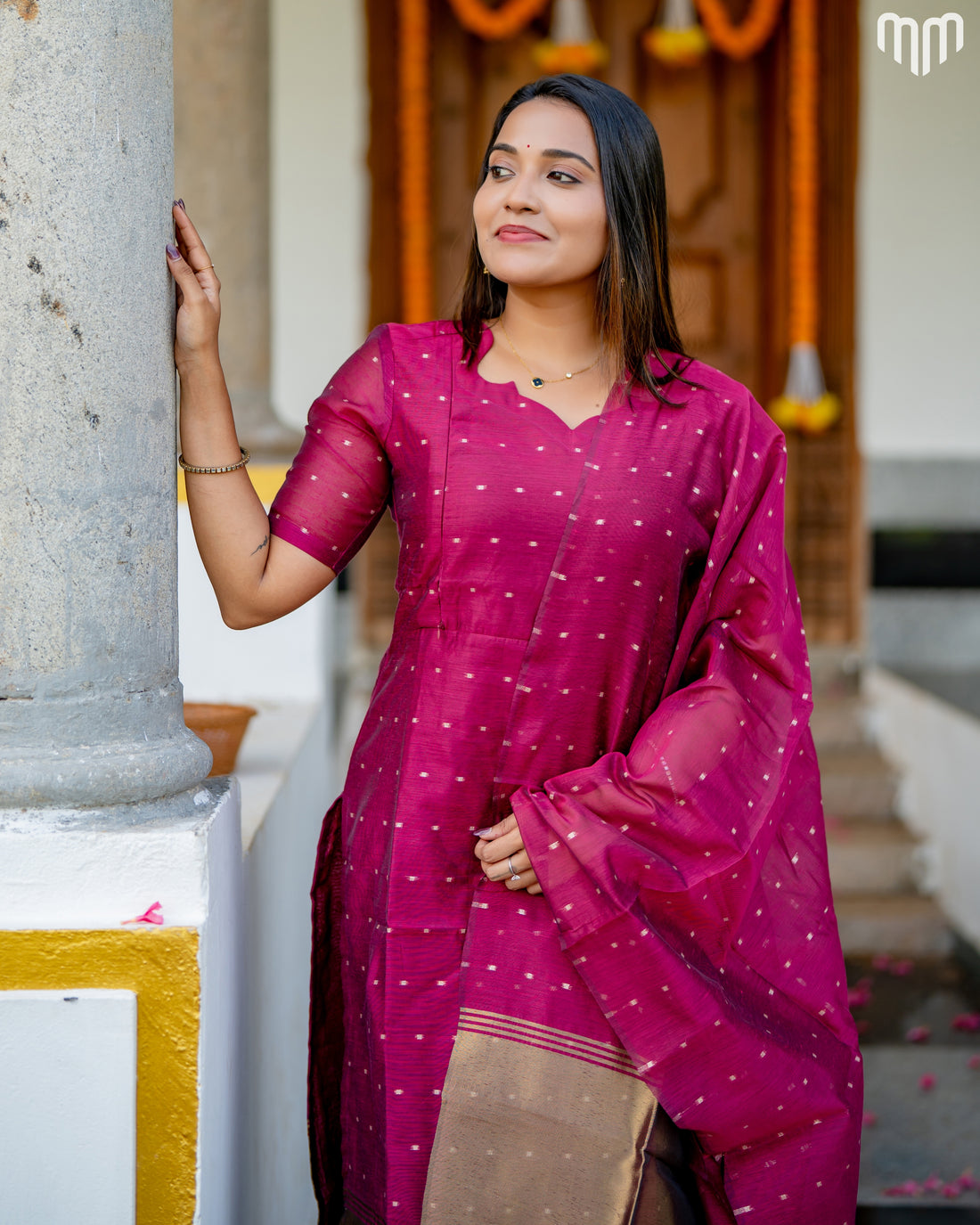 Vainavi Rani pink Fancy Maternity Kurti Set with top cotton lining - product image 2 | MMWEAR