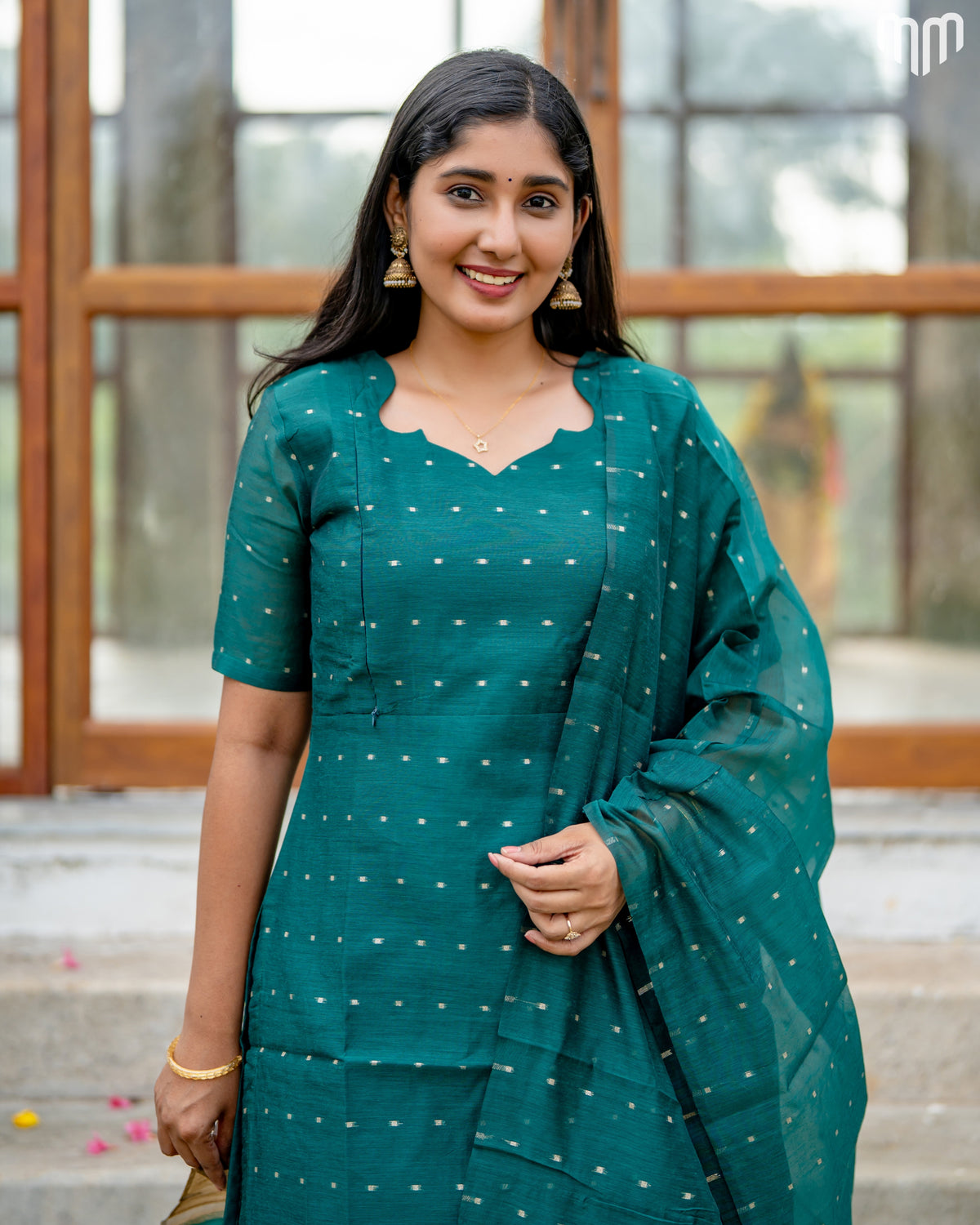 Vainavi Teal Blue Fancy Maternity Kurti Set with top cotton lining