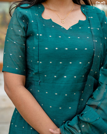 Vainavi Teal Blue Fancy Maternity Kurti Set with top cotton lining
