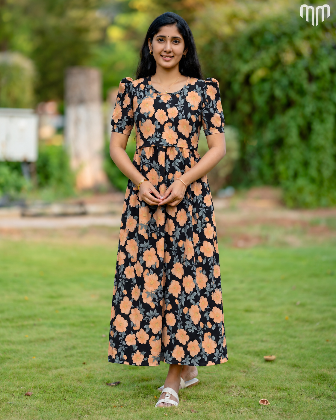 Midnight Peach Bloom Zipless Maternity Loungewear – Full Length