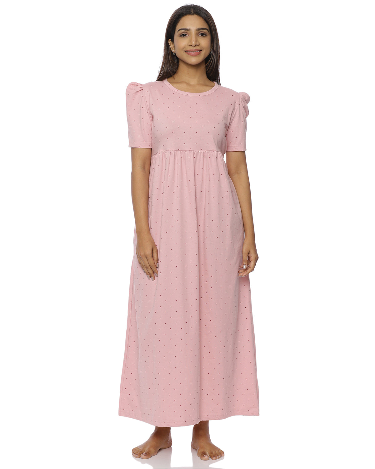 Tiny Hearts | Casual Non-Maternity Loungewear - Puff Sleeve | Full Length