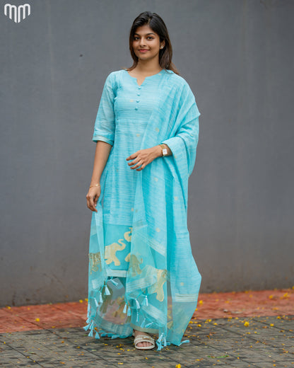Blue-Mimee Maternity Kurti Set