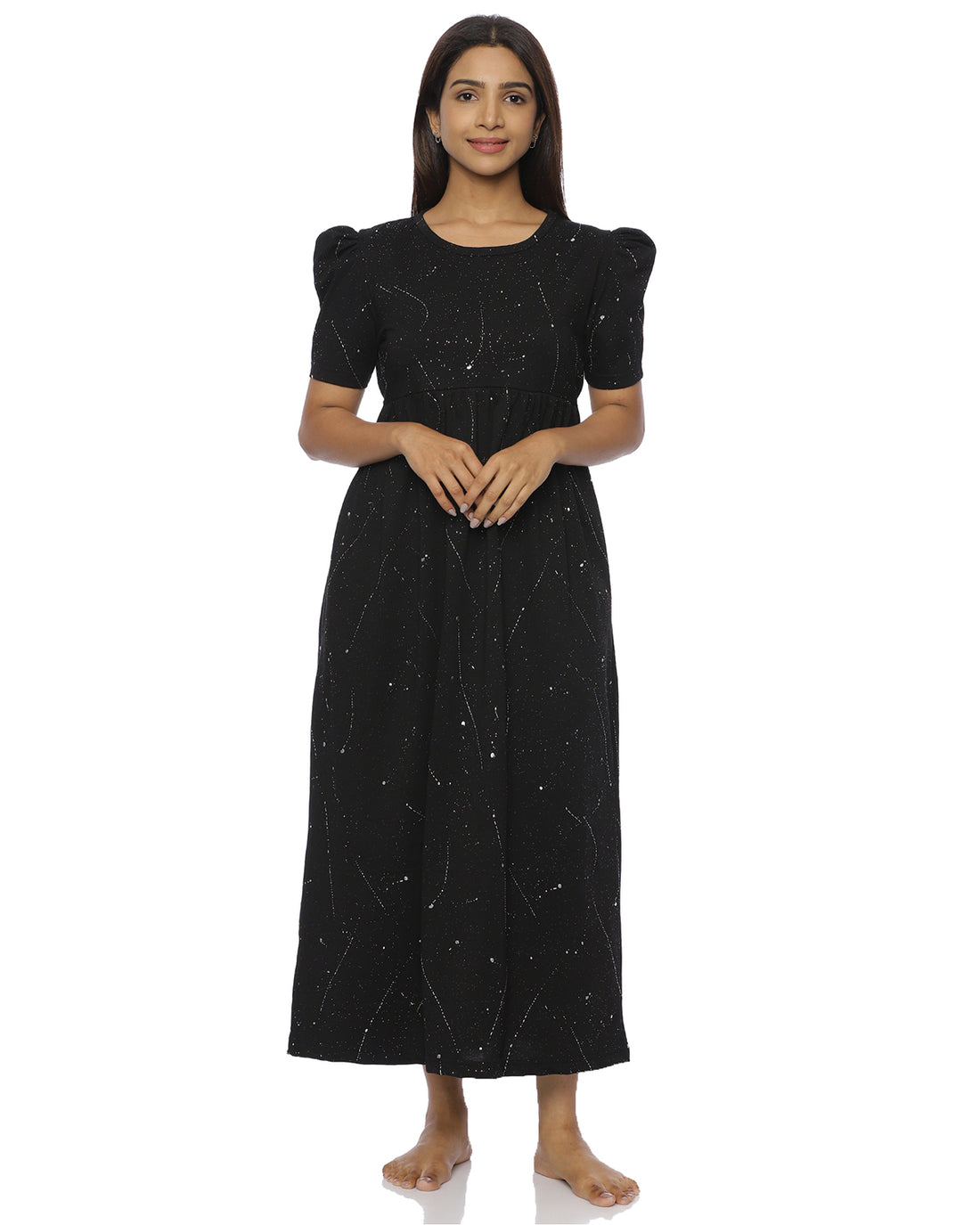 Black Foil Casual Loungewear - Full Length