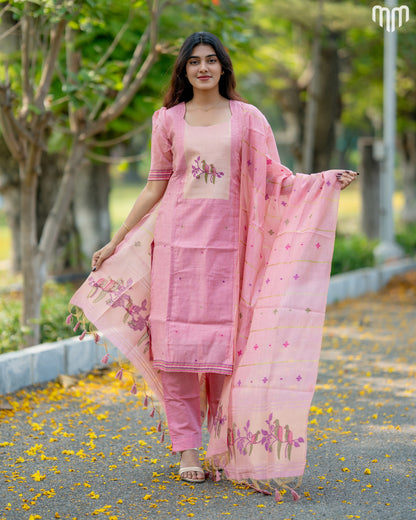 Pink-Iris Maternity Kurti Set