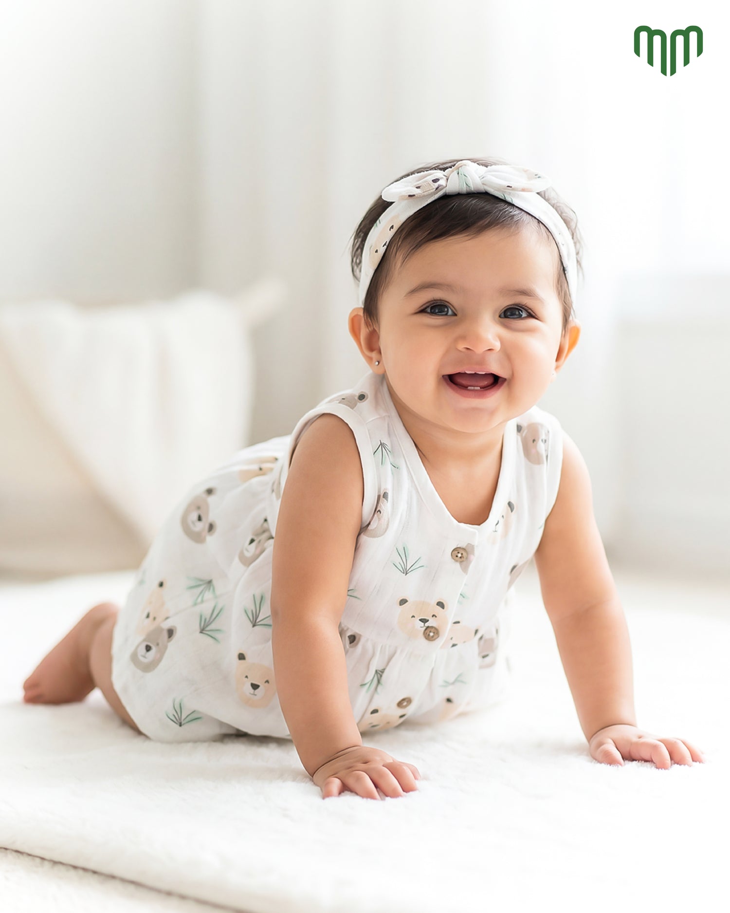 Little Teddy Muslin Sleeveless Frock