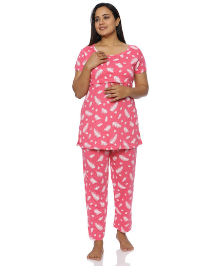 Pink Flair Zipless Feeding Pant Set