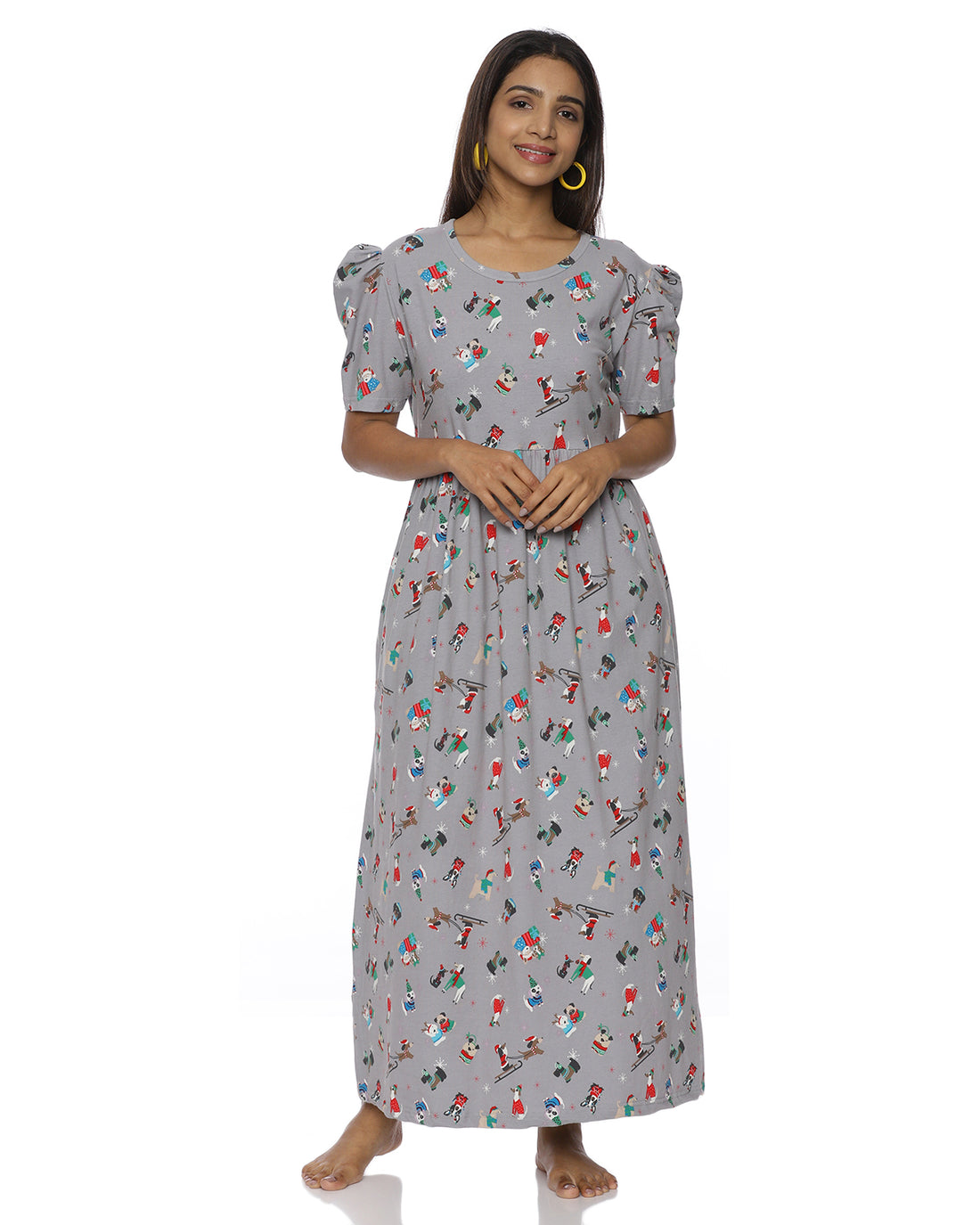 Happy Time | Casual Non-Maternity Loungewear - Puff Sleeve | Full Length