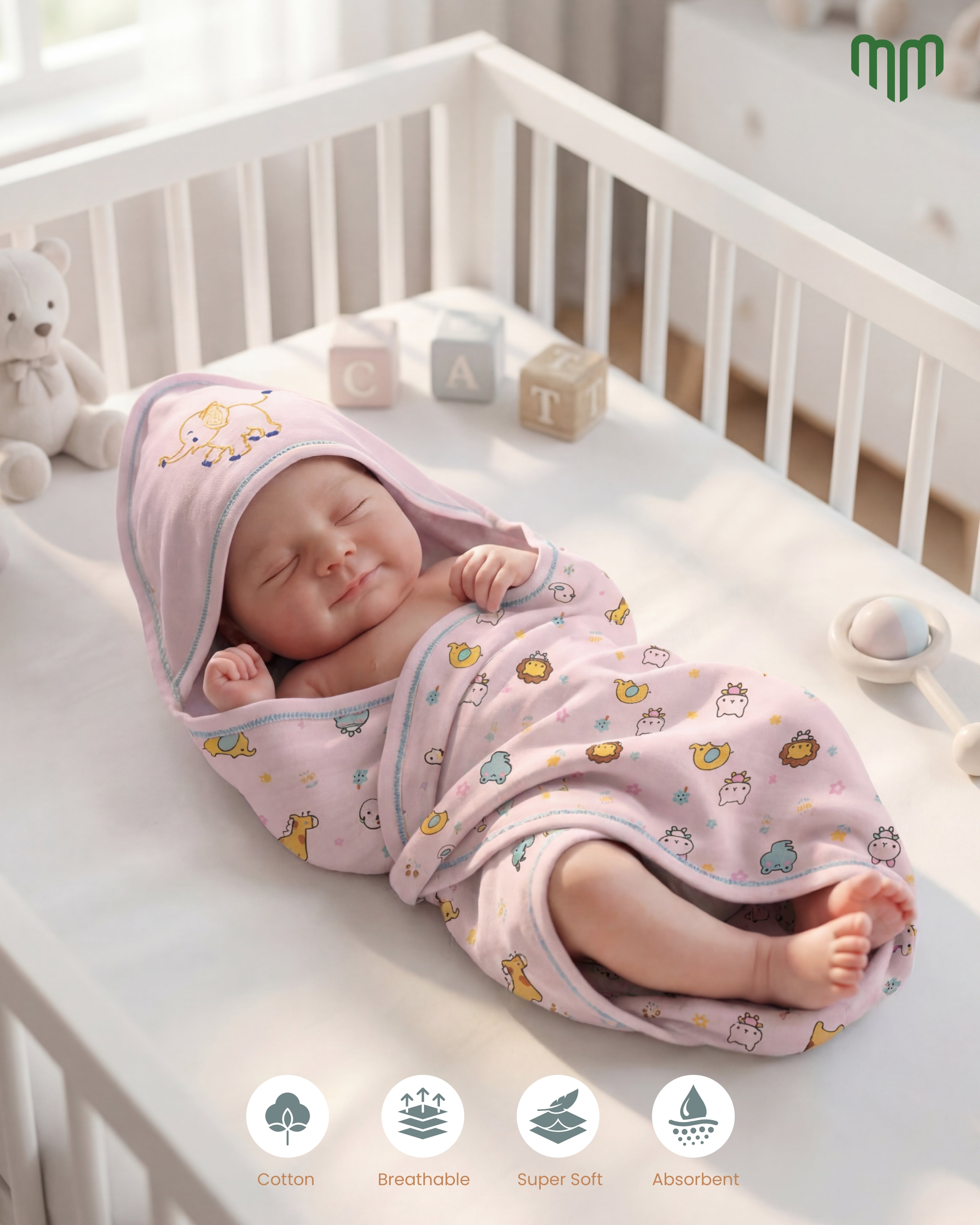 Little Elephant - Double Layer Muslin Hooded Towel