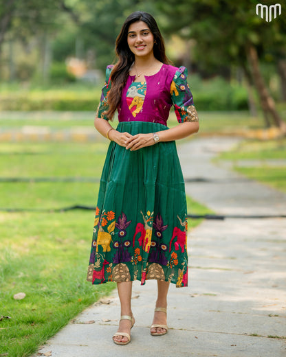 Vanaura Tussar Silk Maternity Maxi with Full Cotton Lining