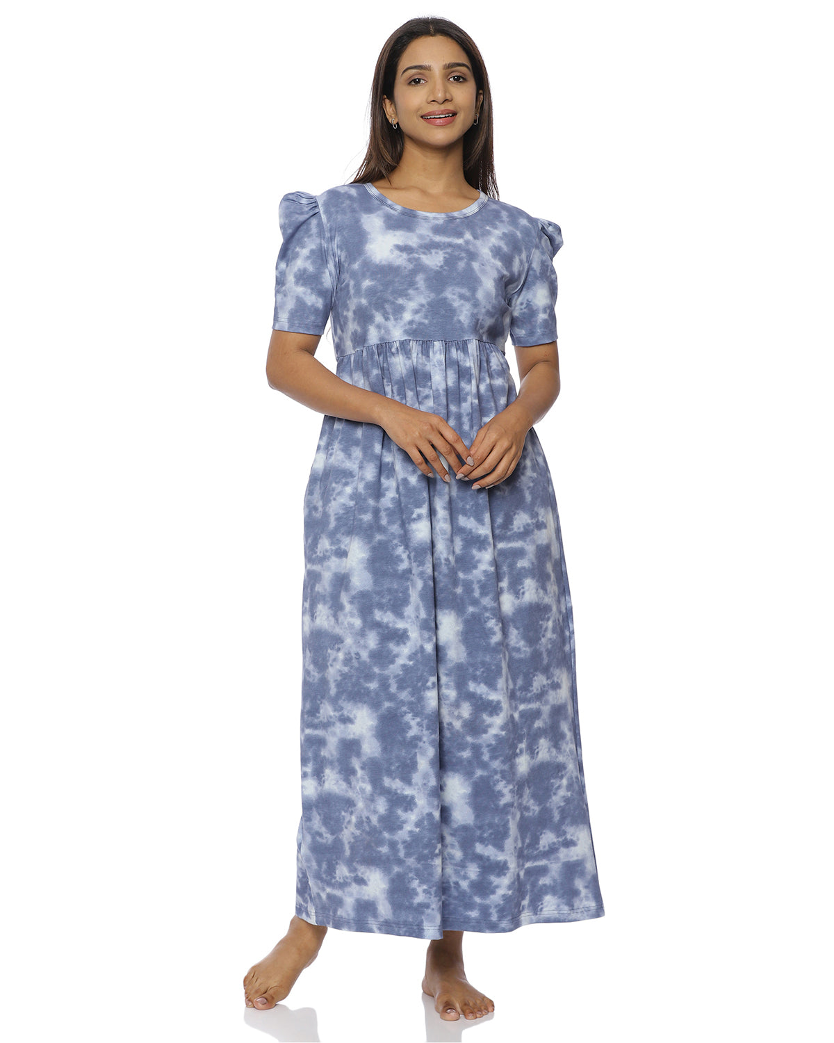 Tiya | Casual Non-Maternity Loungewear - Puff Sleeve | Full Length