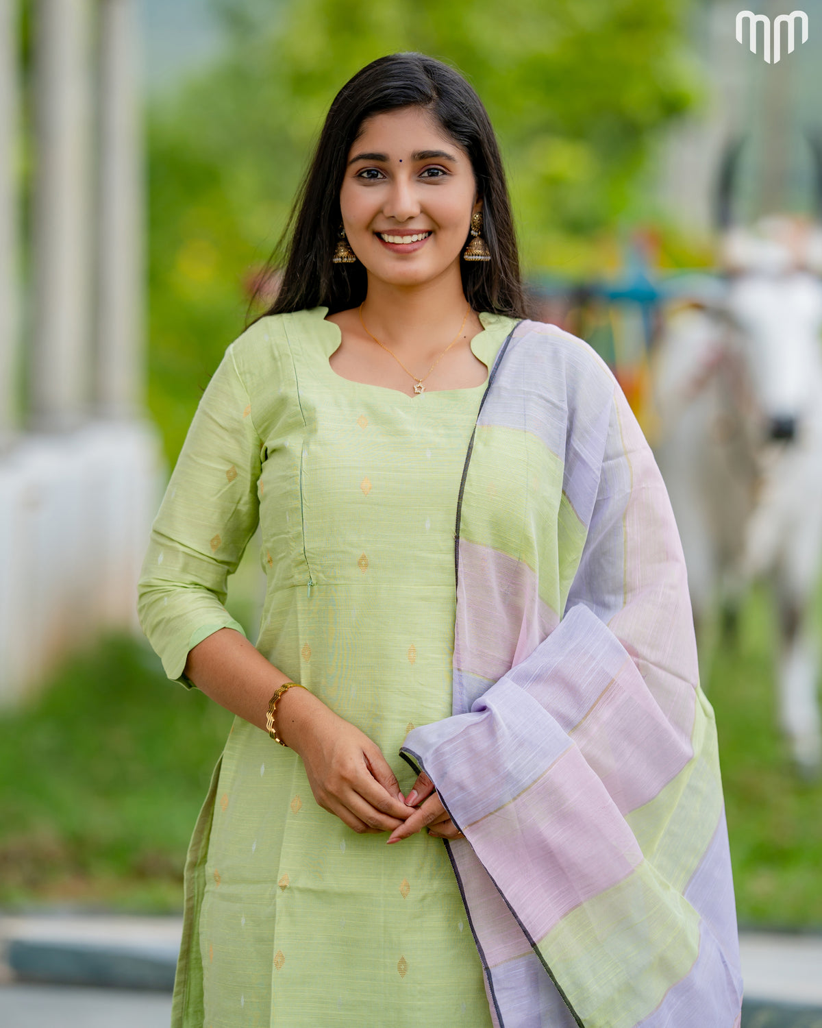Swara Pistachio green Premium Raw Silk Maternity Kurti Set with top cotton lining
