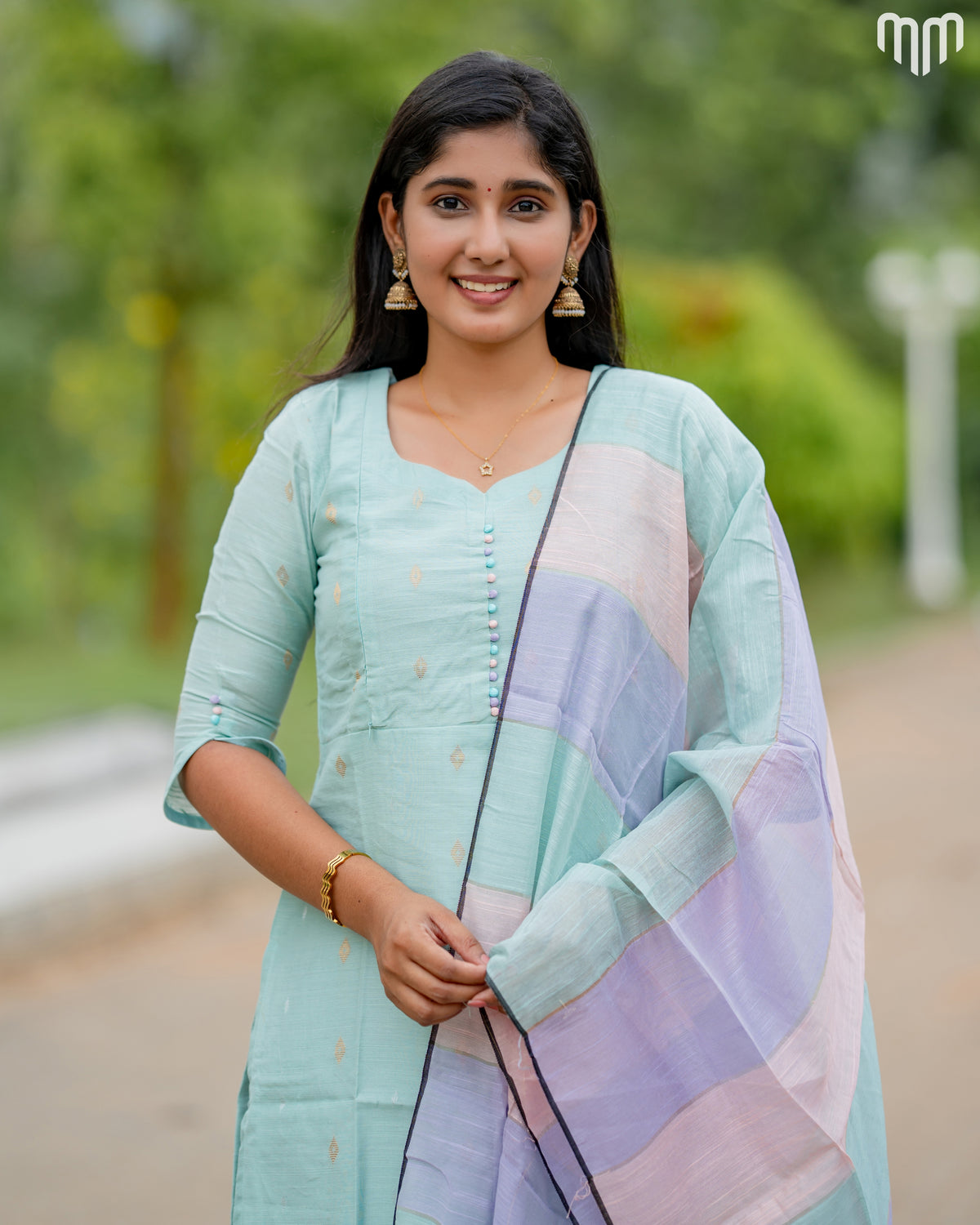 Swara Mint green Premium Raw Silk Maternity Kurti Set with top cotton lining