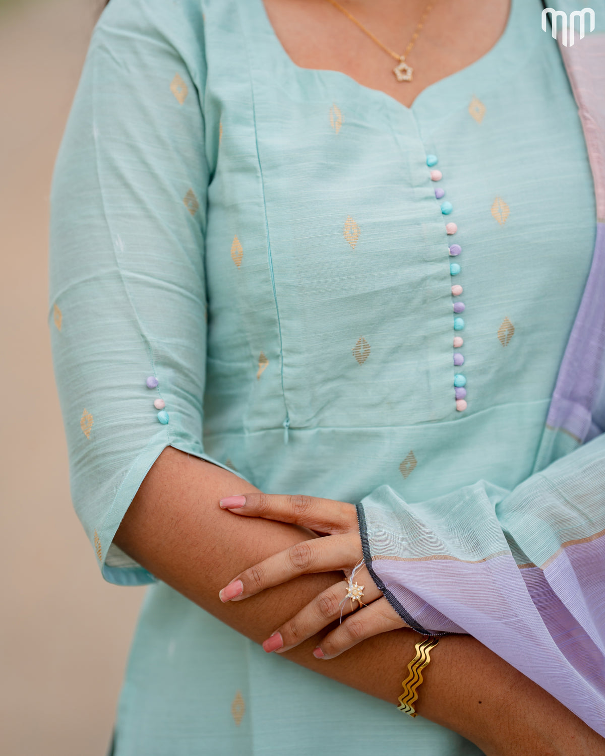 Swara Mint green Premium Raw Silk Maternity Kurti Set with top cotton lining