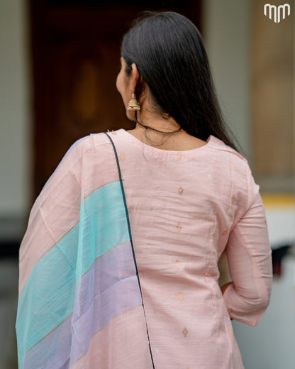 Swara Blush pink Premium Raw Silk Maternity Kurti Set with top cotton lining