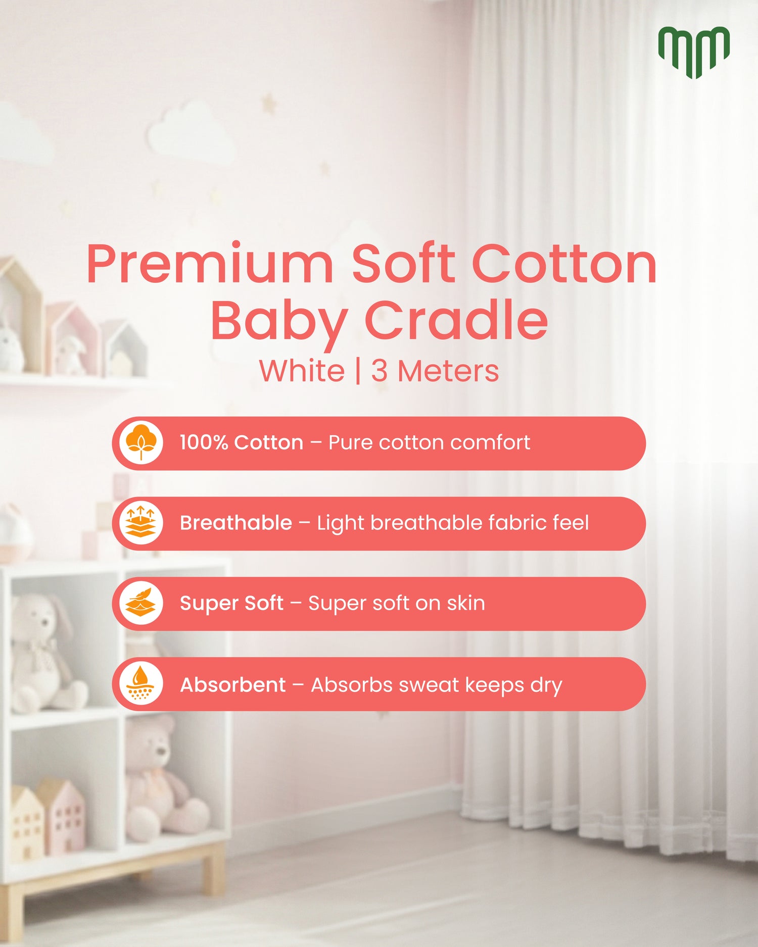 Premium Cotton White Stitched Thottil Cloth