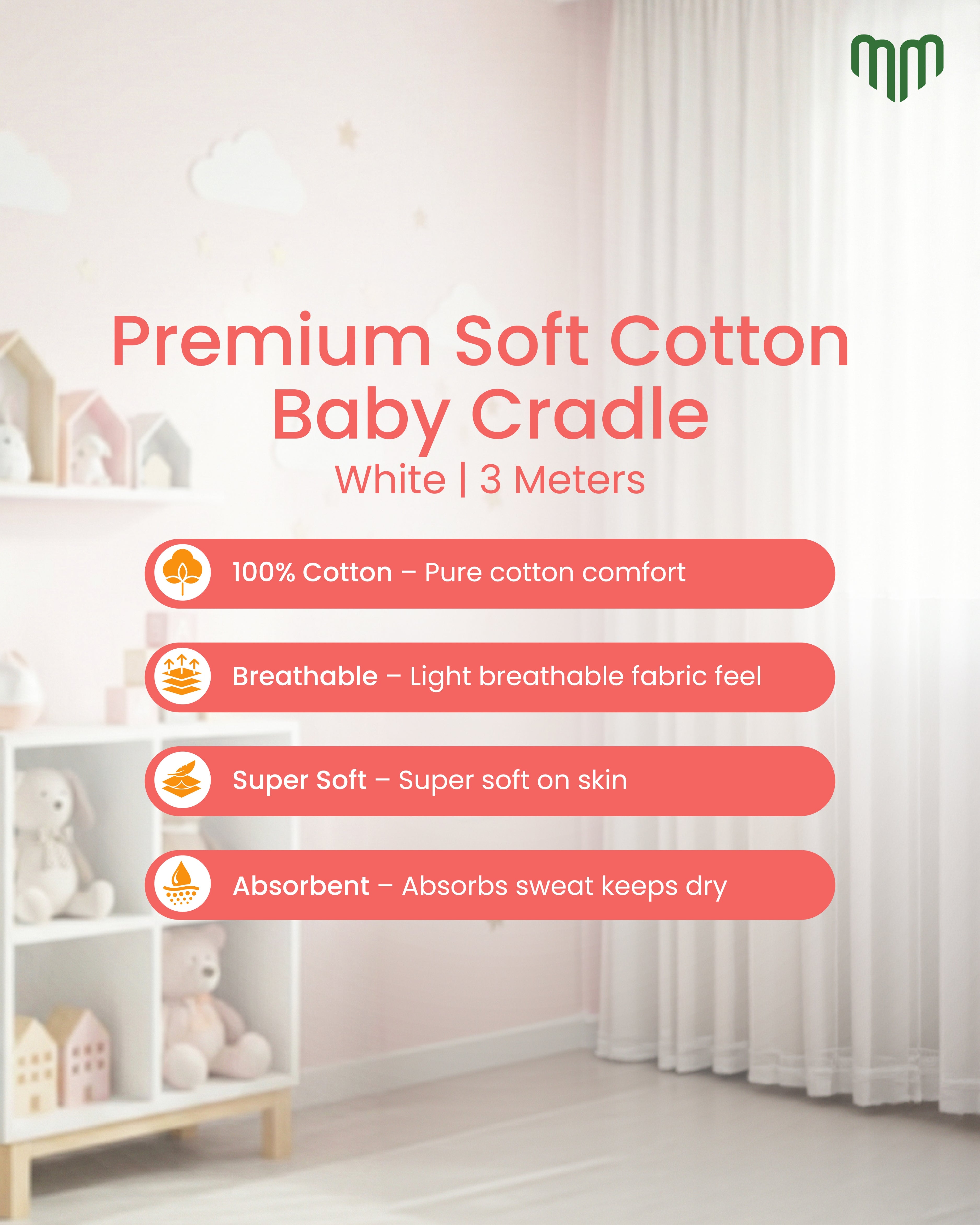 Premium Cotton White Stitched Thottil Cloth