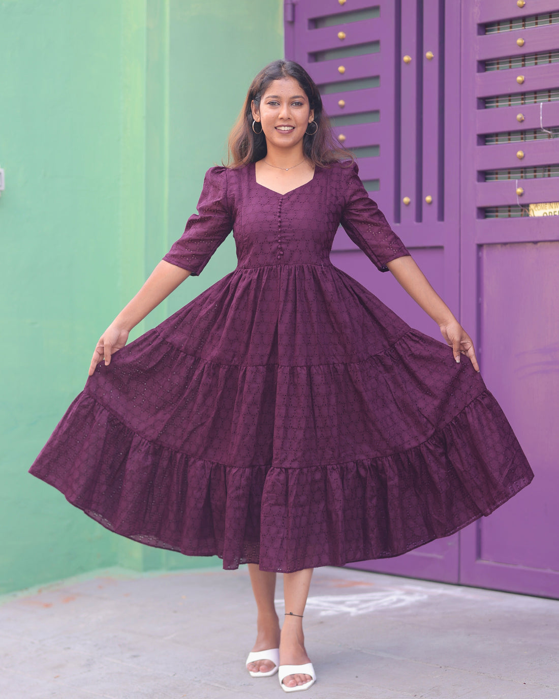 Wine Hakoba  | Maternity Maxi with Full Lining [Double Side Zip]