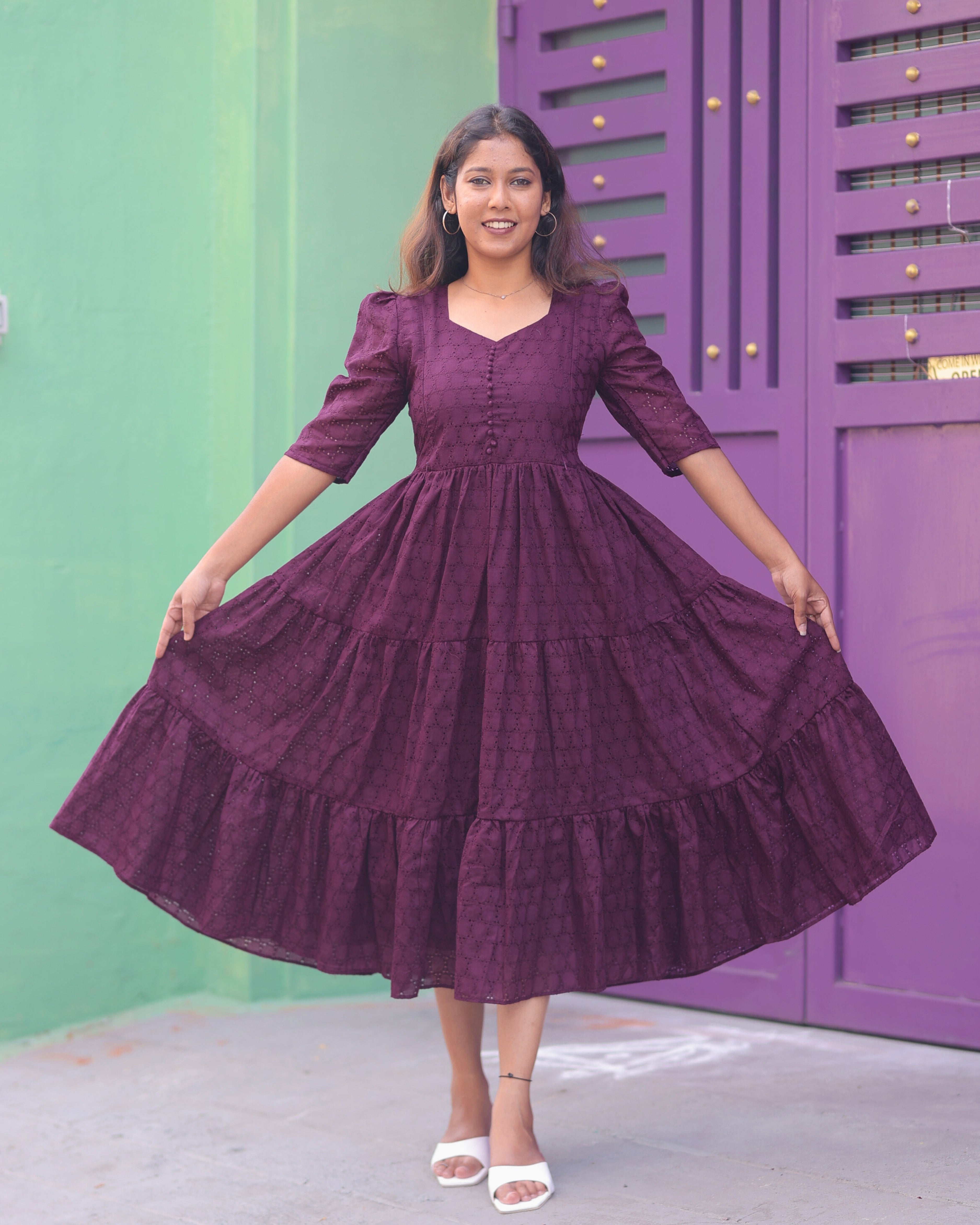 Wine Hakoba  | Maternity Maxi with Full Lining [Double Side Zip]