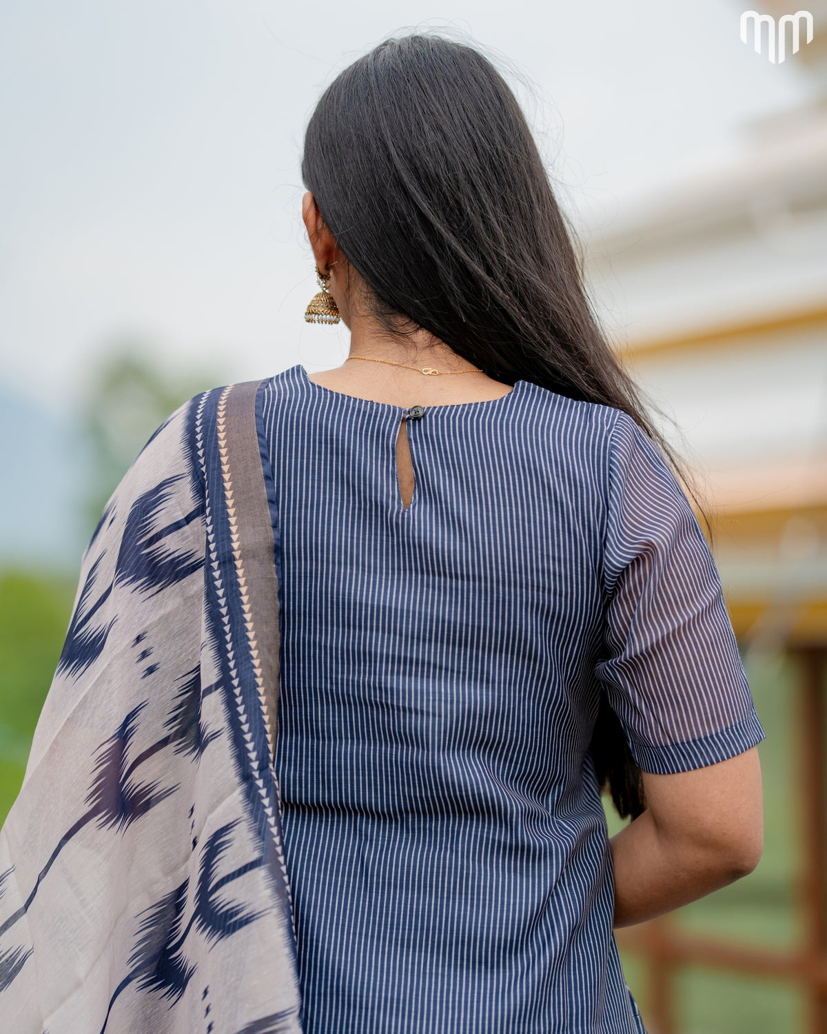 Vidhatri Blue Floral Embroidery Maternity Kurti Set with top cotton lining