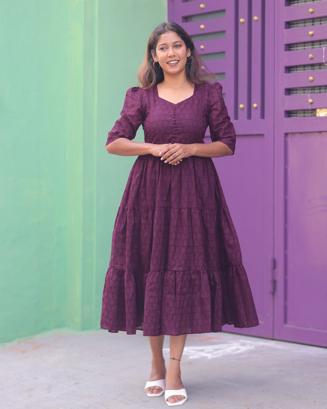 Wine Hakoba  | Maternity Maxi with Full Lining [Double Side Zip]