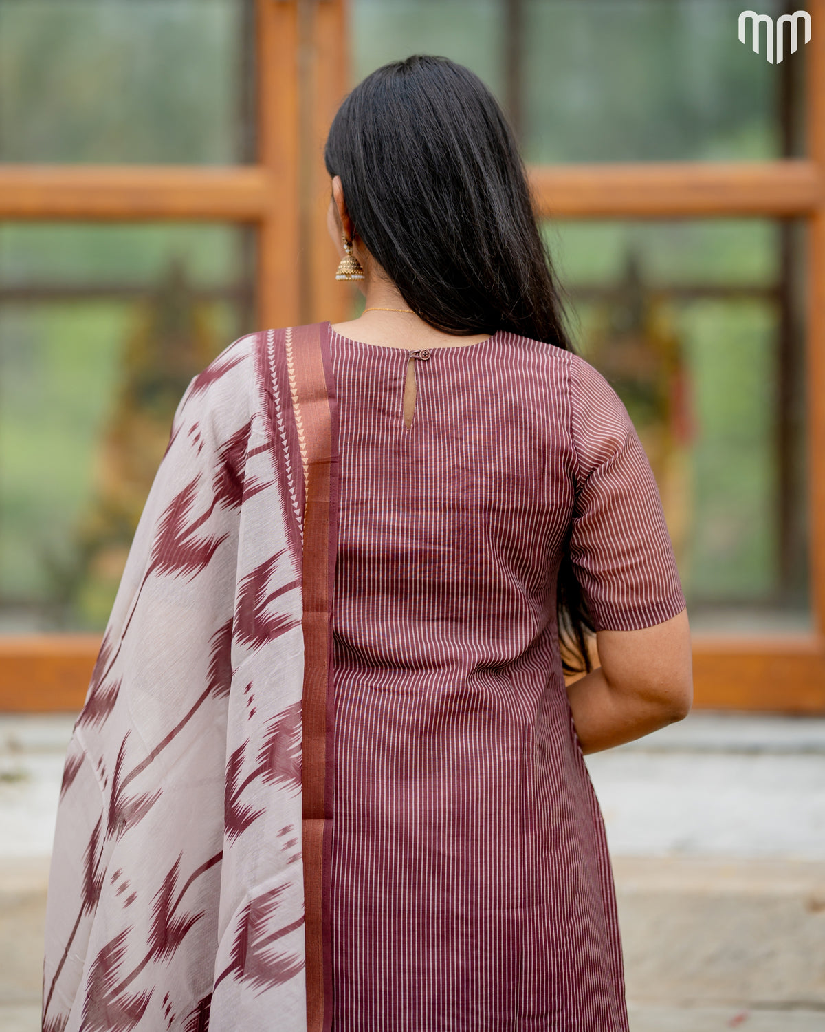 Vidhatri Marron Floral Embroidery Maternity Kurti Set with top cotton lining