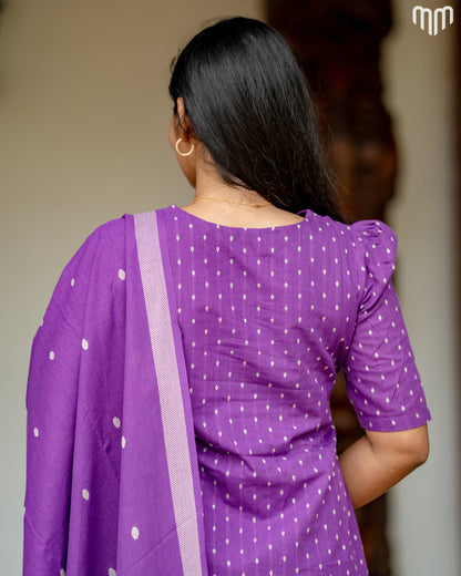 Tvisha orchid purple Handloom Cotton Maternity Kurti Set with Top Cotton Lining