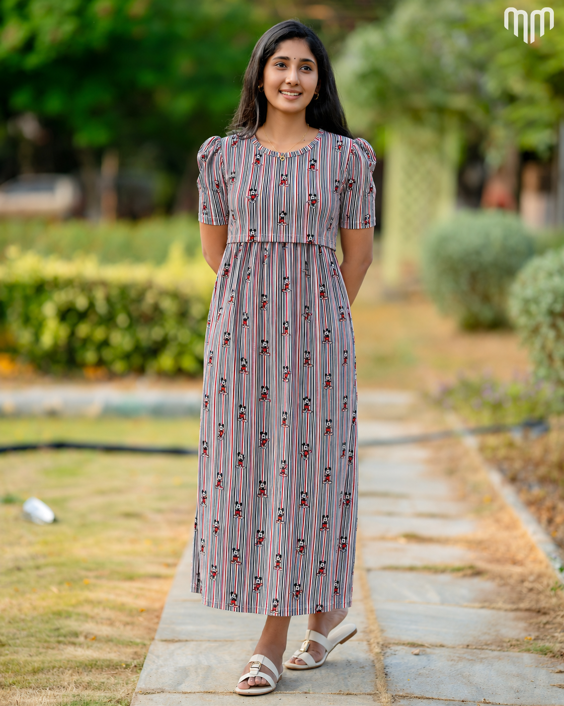 Playful Pinstripe Zipless Maternity Loungewear – Full Length