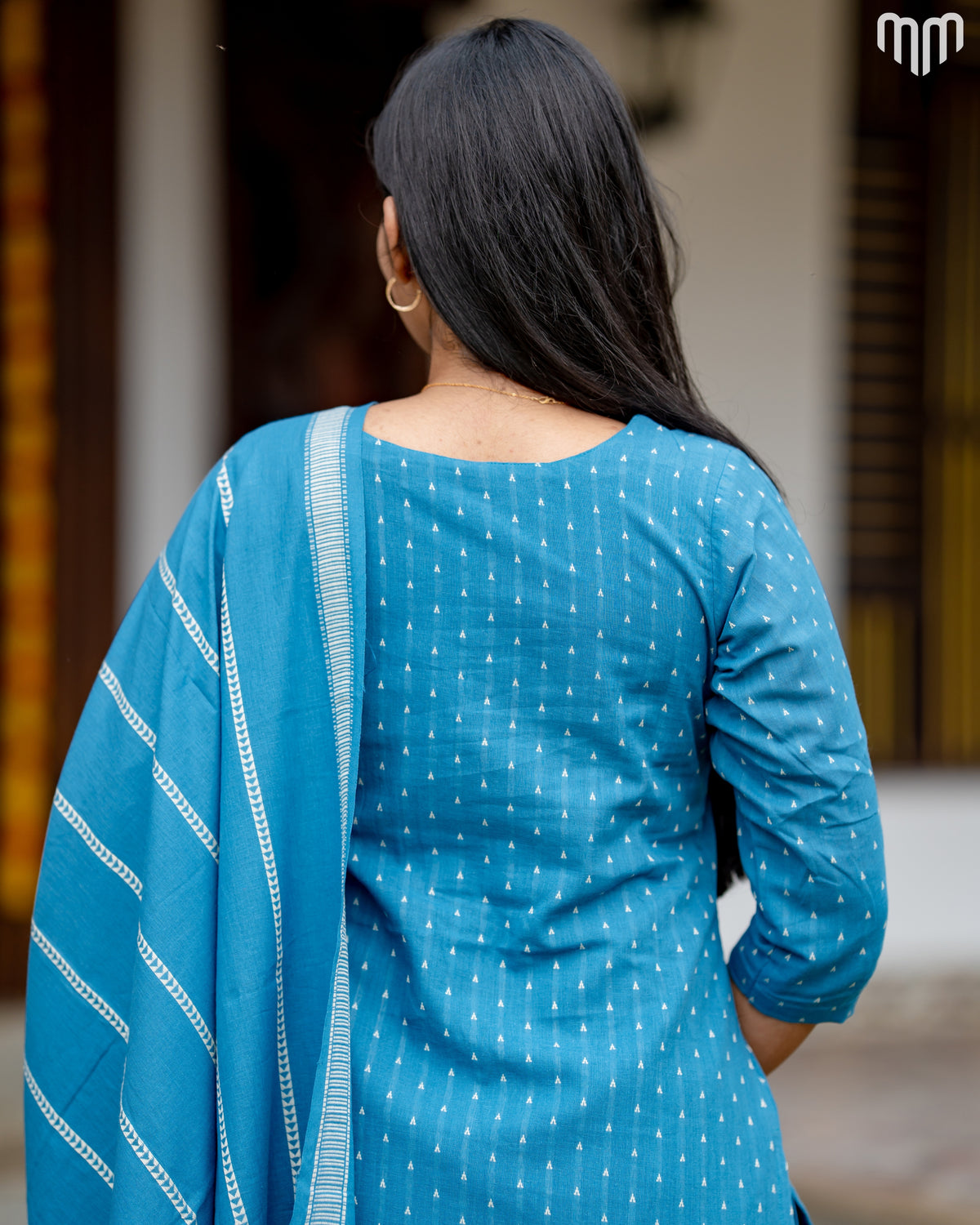 Vismaya Deep blue Handloom Cotton Maternity Kurti Set with Top Cotton Lining