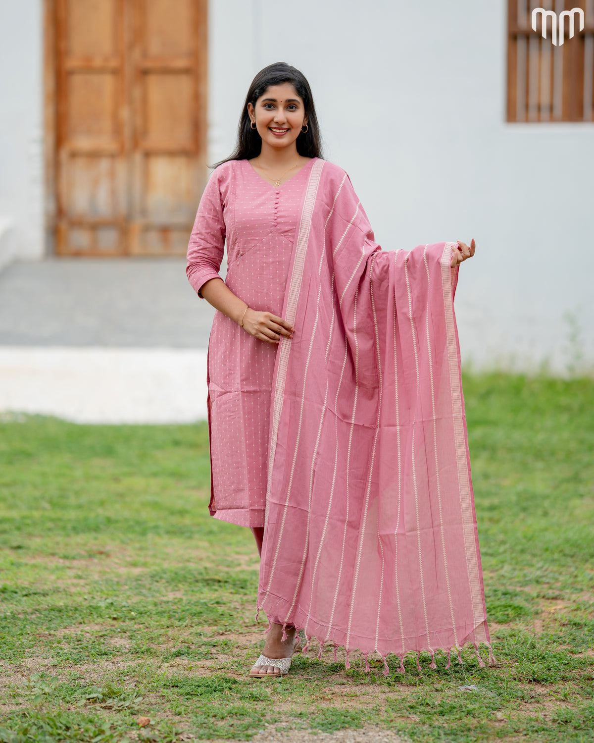 Vismaya Rose pink Handloom Cotton Maternity Kurti Set with Top Cotton Lining