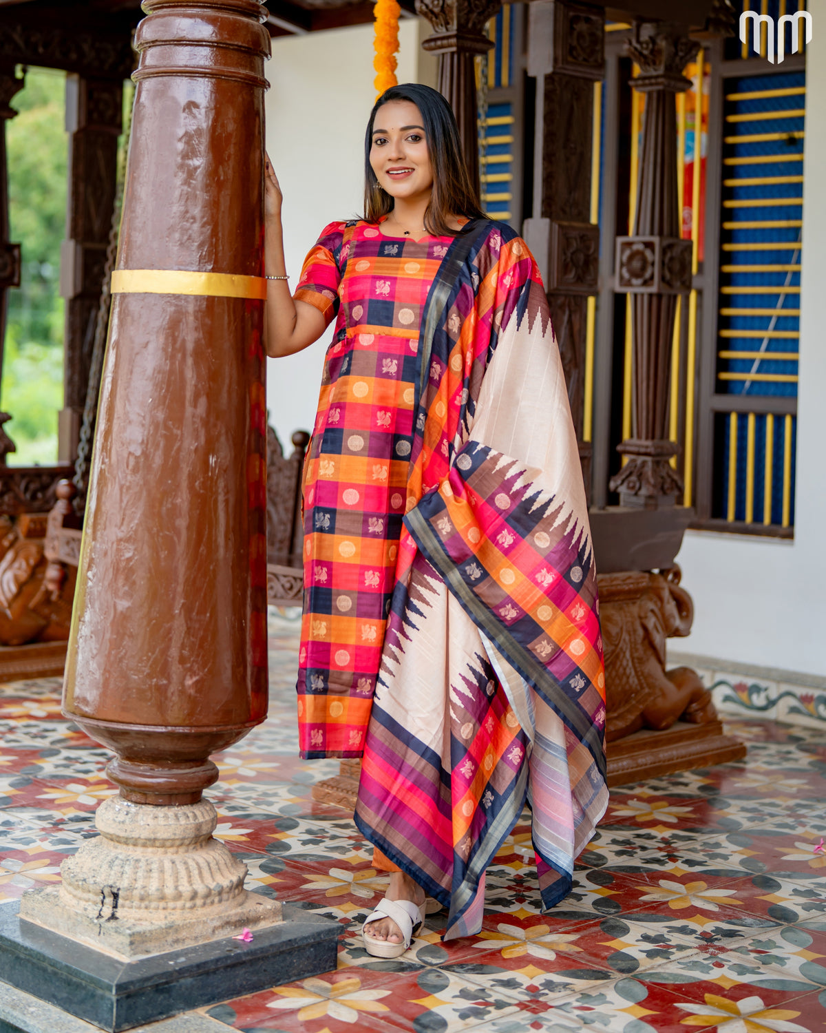 Ganga Premium Tussar Silk Maternity Kurti Set with top cotton lining