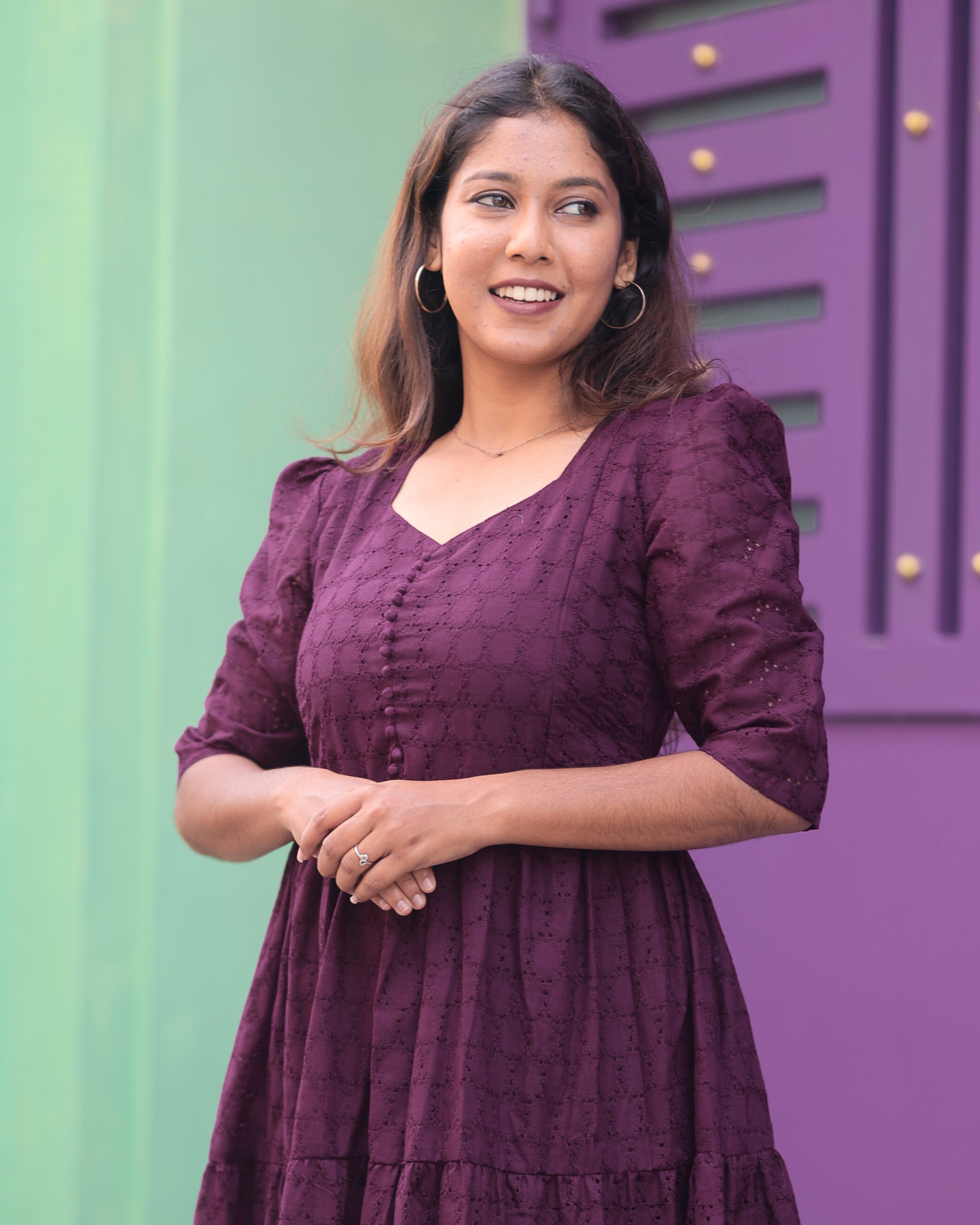 Wine Hakoba  | Maternity Maxi with Full Lining [Double Side Zip]