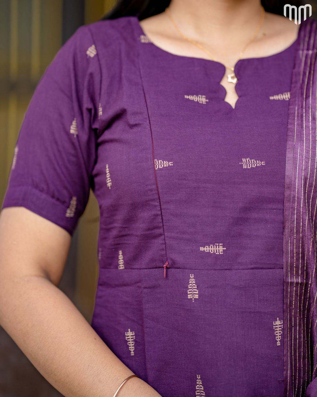 Pallavi plum purple Handloom Cotton Maternity Kurti Set with Top Cotton Lining