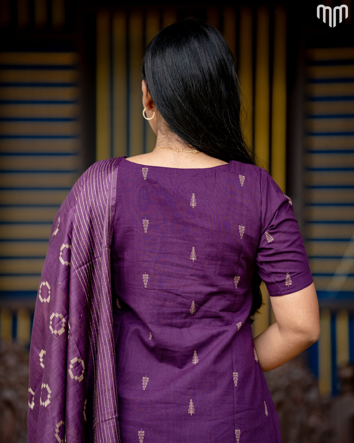 Pallavi plum purple Handloom Cotton Maternity Kurti Set with Top Cotton Lining