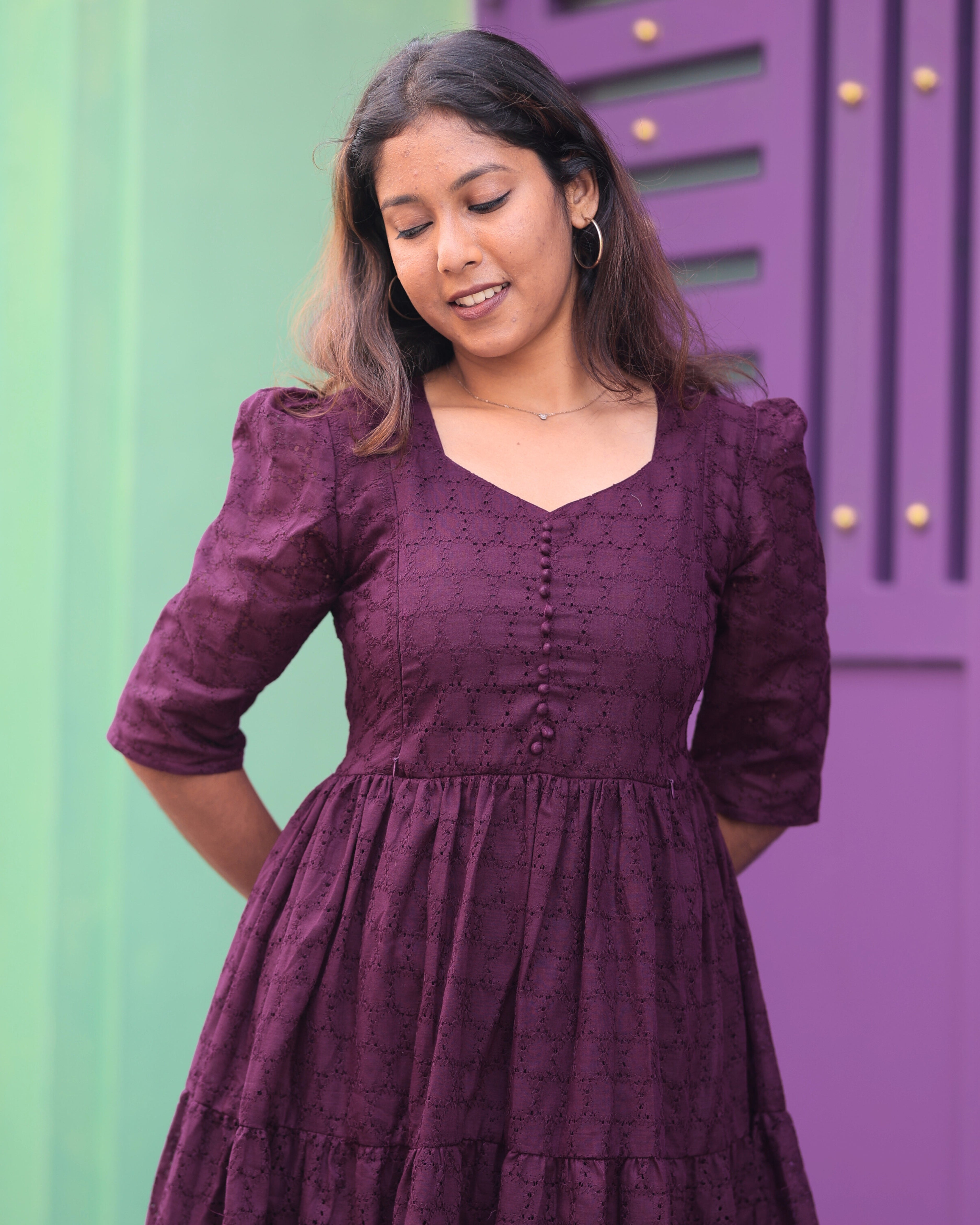 Wine Hakoba  | Maternity Maxi with Full Lining [Double Side Zip]