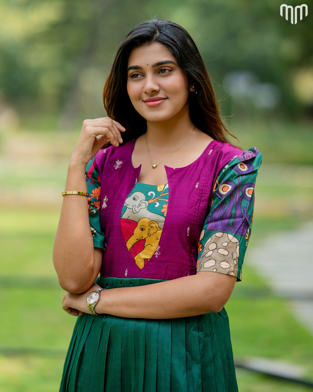 Vanaura Tussar Silk Maternity Maxi with Full Cotton Lining