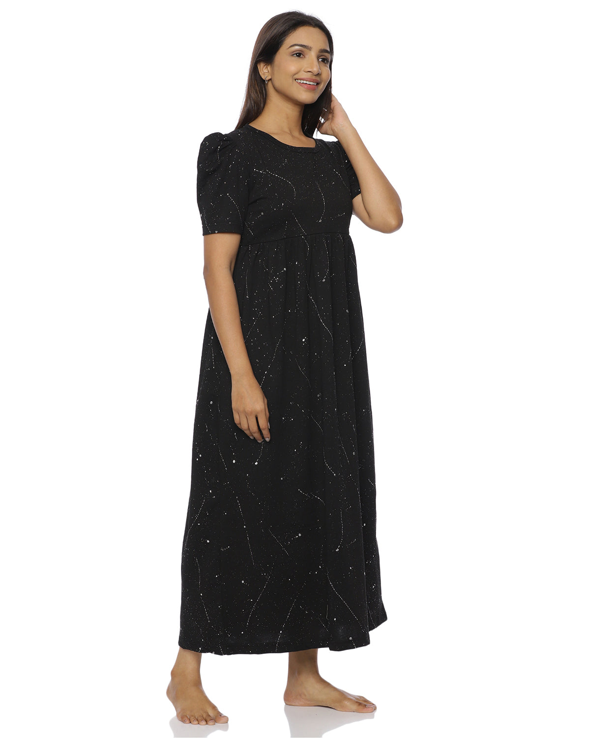 Black Foil Casual Loungewear - Full Length