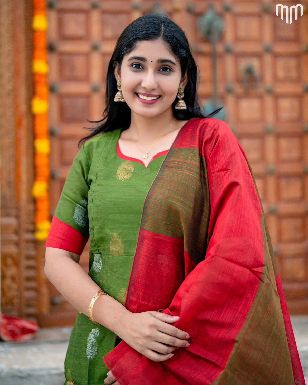 Kayal_V4 Premium Raw Silk Maternity Kurti Set with top cotton lining