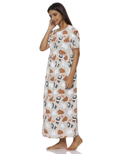 Cute Bear | Casual Non-Maternity Loungewear - Puff Sleeve | Full Length